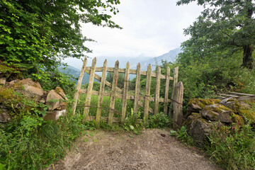 Wooden fences, in Asturias, Spain