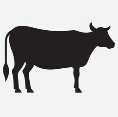 cow icon silhouette vector art illustration, silhouette of a bull