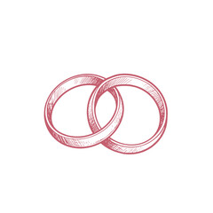 Two wedding rings intertwined showcasing love and commitment with a hand-drawn style