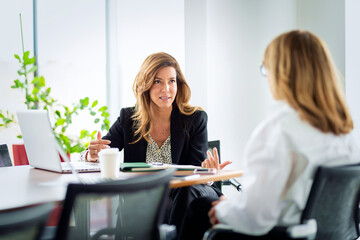 Group of business people having a meeting in a modern office