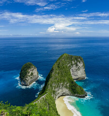 Kelingking Beach, located on the southwestern coast of Nusa Penida Island in Bali, Indonesia