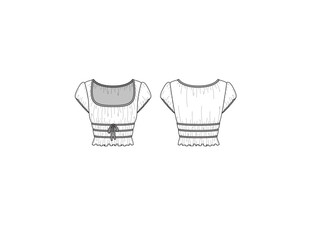 Women's ruched smocked puff sleeve crop top vector art apparel design