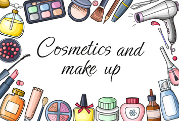 Make up and cosmetics background.