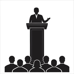 people giving speech silhouette vector illustration