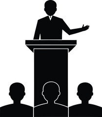 people giving speech silhouette vector illustration