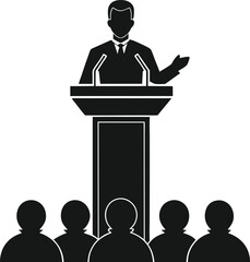 people giving speech silhouette vector illustration