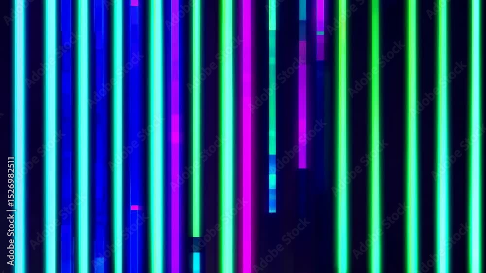 Wall mural futuristic neon gradient pattern with vertical glowing lines blending smooth and radiant colors. min