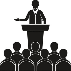 people giving speech silhouette vector illustration