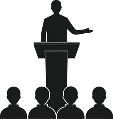 people giving speech silhouette vector illustration