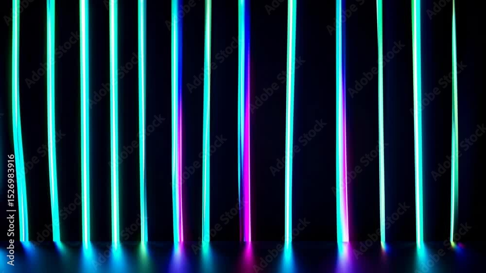 Wall mural futuristic neon gradient pattern with vertical glowing lines blending smooth and radiant colors. min
