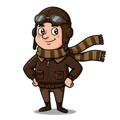 Smiling cartoon aviator character