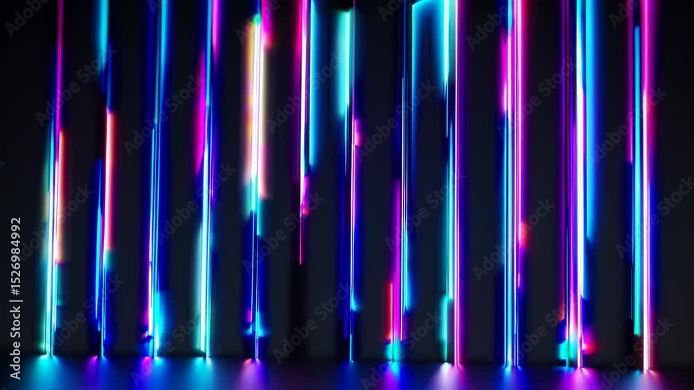 Wall mural futuristic neon gradient pattern with vertical glowing lines blending smooth and radiant colors. min