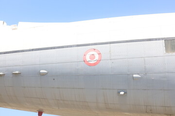 close up of a blue sky old war airplane