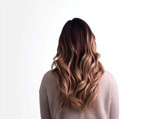 Naklejka premium Female back with hair dyed using ombre technique and waves