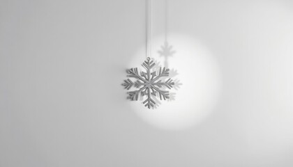 Elegant snowflake ornament casting a shadow on white wall, perfect for Christmas decor