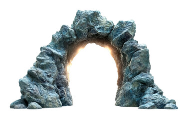 Natural rock archway illuminated by light outdoor setting artistic structure serenity cut out on transparent background