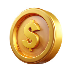 Obraz premium 3D Render of a Golden Coin with Dollar Sign - Wealth, Finance, and Currency Concept