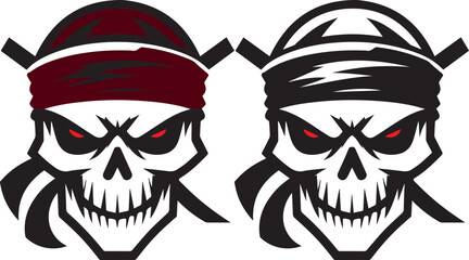Fierce Skull Headband Designs Vector Illustration