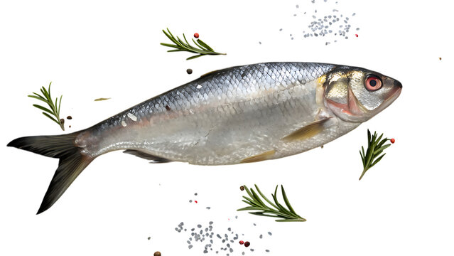  fresh whole rohu carp fish with raw steaks - healthy seafood isolated on transparent background