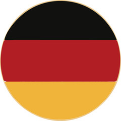 German Flag Round Icon Vector with Horizontal Stripes and Clean Bold Layout