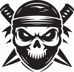 Ninja Skull with Crossed Daggers A Vector Illustration 