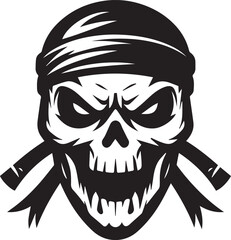 Ferocious Skull Headband Illustration Vector Graphic Design