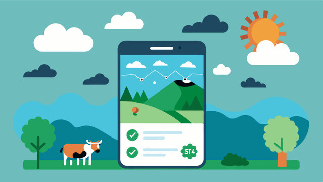 An app that connects farmers with local weather forecasts and provides realtime alerts for extreme weather conditions helping them plan grazing schedules accordingly.. Vector illustration