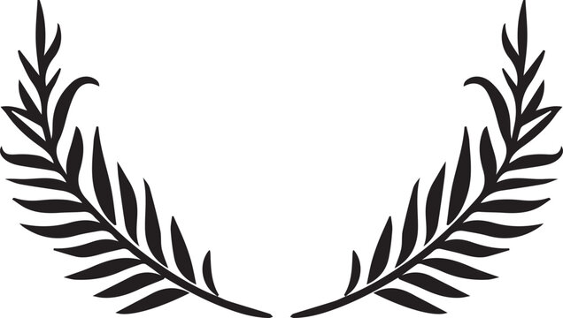 Elegant Black and White Laurel Wreath Design Vector Illustration
