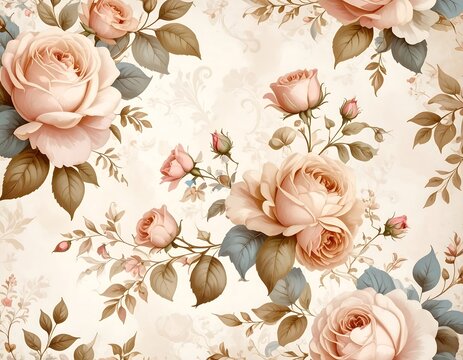 Detailed rose floral pattern