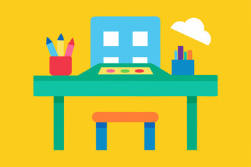 Creative Workspace Colorful Desk Setup for Artistic Inspiration