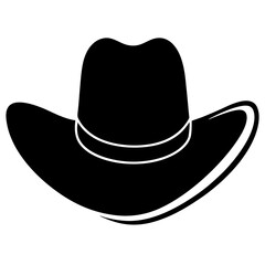 cowboy hat vector silhouette icon on white background