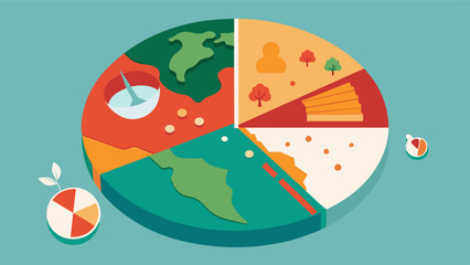A pie chart showing the percentage of foodinsecure populations in regions most affected by climate change.. Vector illustration