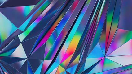 3d Abstract jewel tones background. Low poly futuristic crystal background. 3d rendering illustration not AI