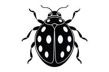 Obraz premium Black and White Ladybug Illustration with Spots Isolated on a White Background