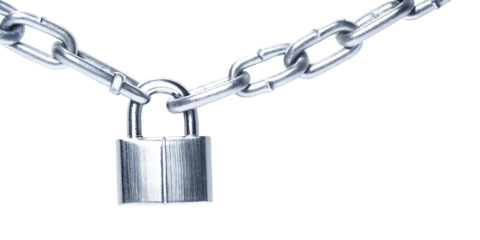 Secure padlock and chain isolated on a white background png ai generated