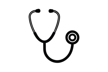 Black and White Stethoscope Illustration Medical Equipment for Doctors, Nurses, and Healthcare Professionals