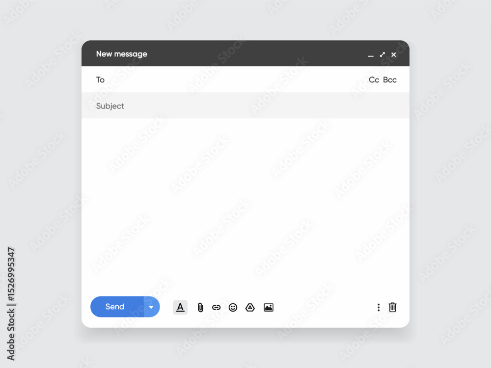 Poster Message, mail template user interface. Blank window of email, template vector illustration. Email message window. Modern and flat style mail mockup screen. 