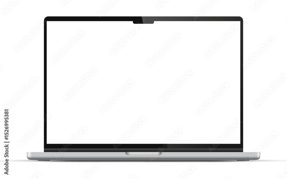 Poster Modern laptop mockup front view, isolated on white background. Notebook mockup for ui ux app and website presentation Stock Vector illustration.