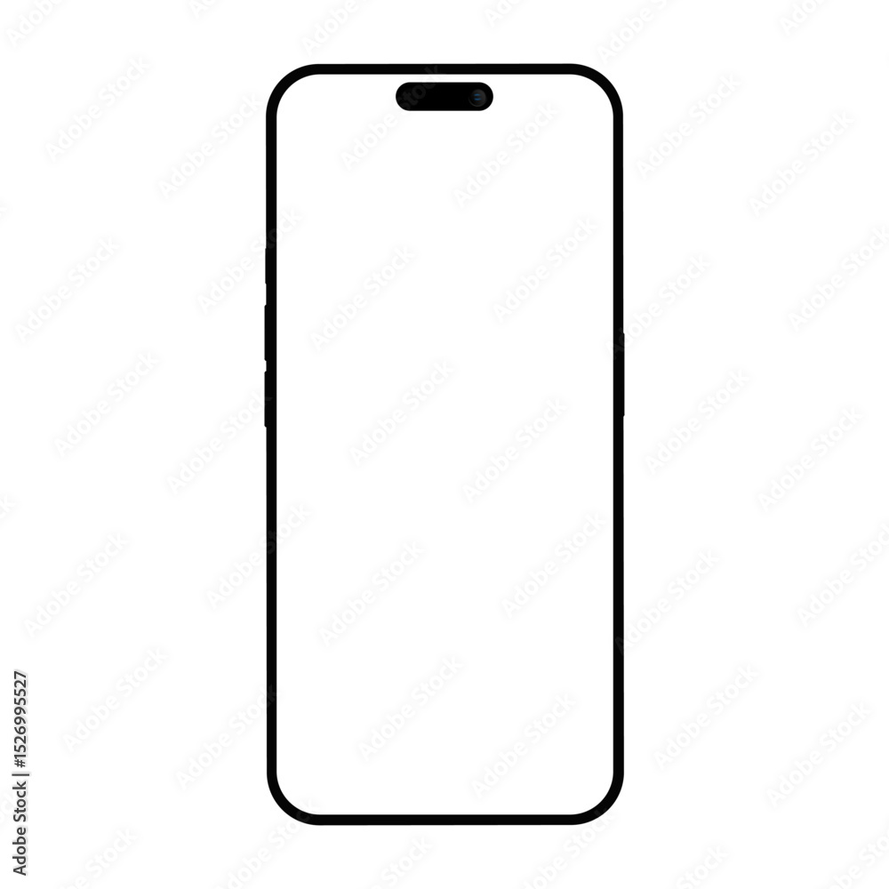 Poster Realistic smartphone mockup. Mobile phone vector with isolated on white background. Device front view. 3D mobile phone with shadow. Realistic, high quality smart phone mockup for ui ux presentation.