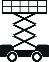 Hydraulic scissor lift icon. Construction signs and symbols.