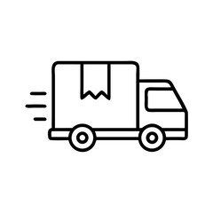 Fototapeta premium Delivery truck icon with package moving quickly 