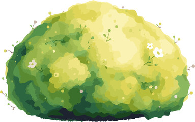 Green bush watercolor vector illustration.