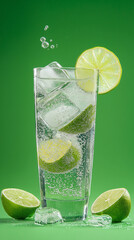 refreshing mojito filled with lime slices