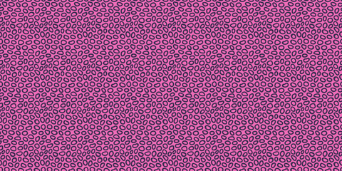Irregular circle seamless pattern with hand drawn pencil textured ring shapes. Fun background with sketchy scribble spots in purple and pink colors. Abstract vector seamless wallpaper.