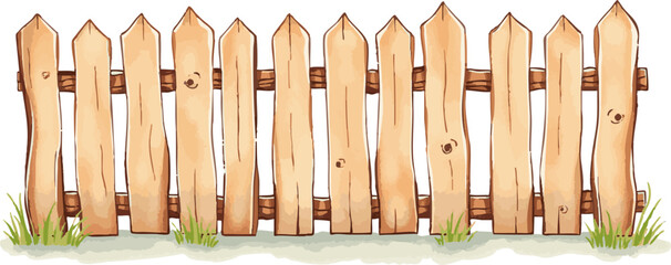 Watercolor vector illustration of a fence.