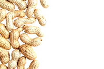 Healthy snack ideas featuring raw peanuts kitchen food bright close-up cut out on transparent background