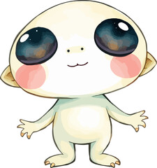 Watercolor vector illustration of cute alien.