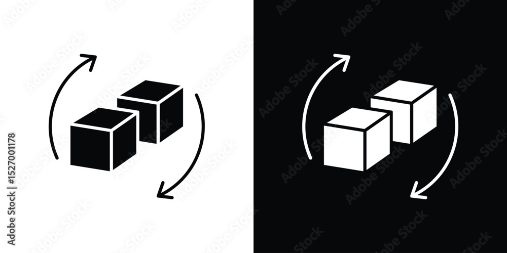 Fototapete 3d modeling icon in flat version on black and white background