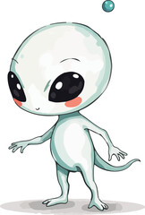 Watercolor vector illustration of cute alien.