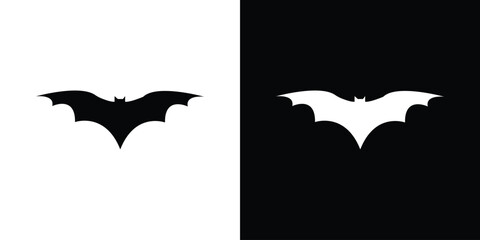 Bat icon in flat version on black and white background